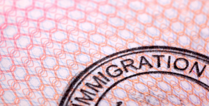 Close up of an immigration document.