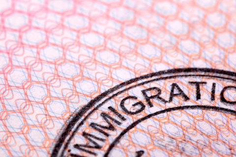 Close up of an immigration document.