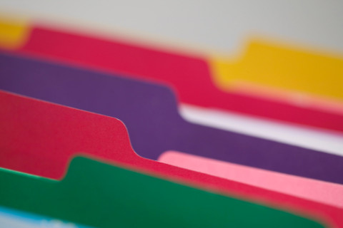A colorful row of file folders