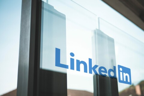 LinkedIn Logo on a window