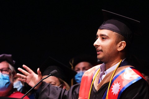 Student speaker Ishan Adhikari, MBA’22