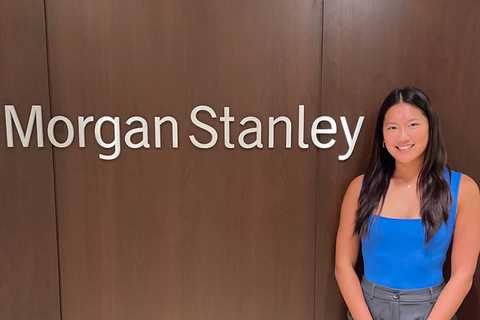 Rita Lai in front of morgan stanley sign