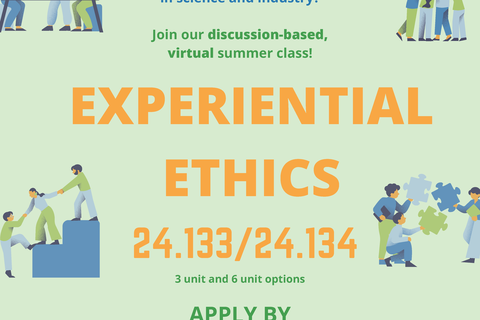Experiential Ethics class details written on a flyer