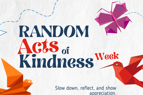 Flyer with colorful origami promoting CAPD's RAK week event creating origami thank you cards.