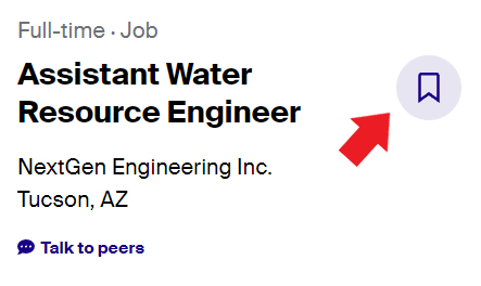 screenshot of job posting with bookmark icon highlighted