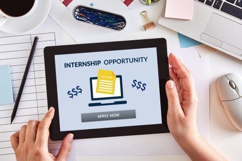 Email message with internship opportunity on iPad