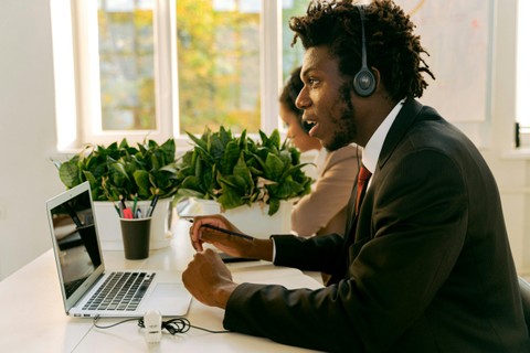 Man doing work at desk