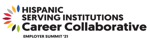 HSI Career Collaborative Logo - Arch of 9 colors on the left, the words Hispanic Serving Institutions Career Collaborative Employer Summit'21 are stacked up