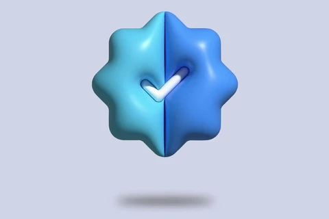 Checkmark badge illustration.