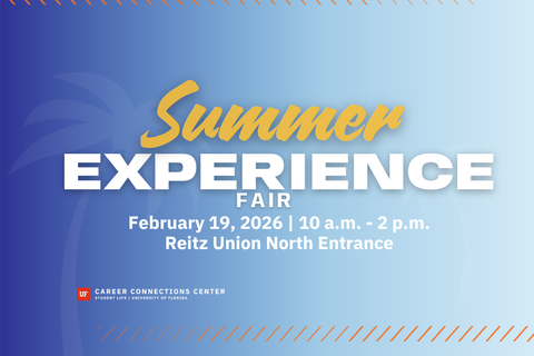 cover photo that reads Summer Experience Fair February 19th 10am-2pm Reitz Union North Entrance