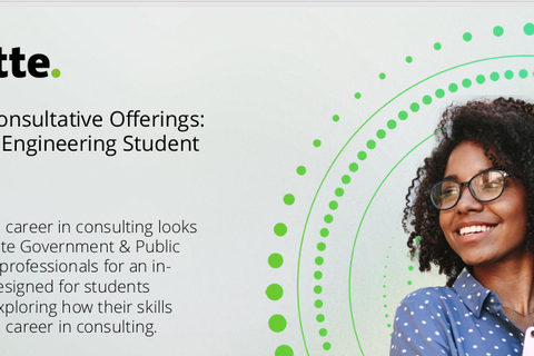 deloitte careers in consulting information with a girl holding a cell phone and binder