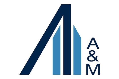 Alvarez & Marsal logo: dark and light blue symbol with 