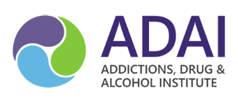 ADAI in purple text: addictions, drug, and alcohol institute