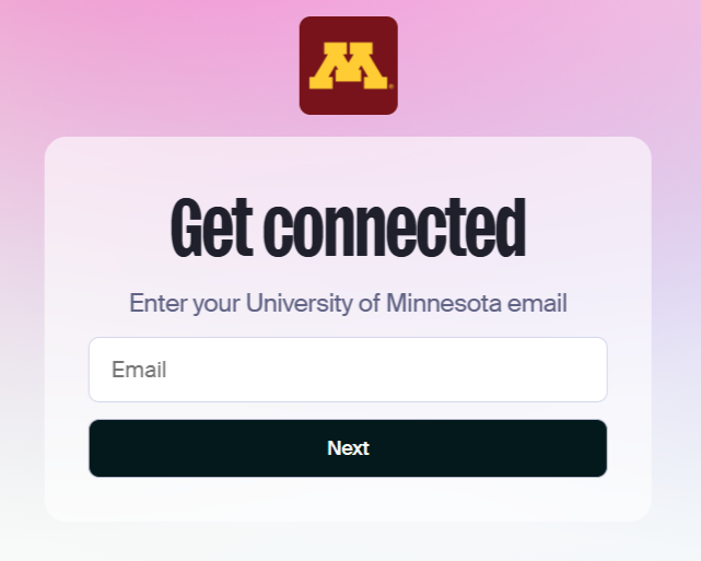 Box to enter email with Block M and text "Get connected" above