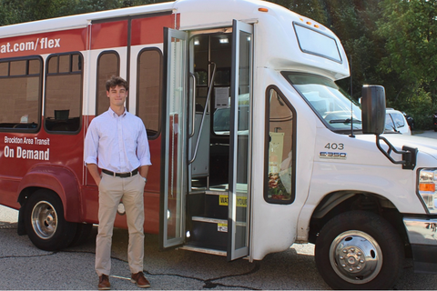 Chris Kelly in front of A&A Metro BAT Flex Van