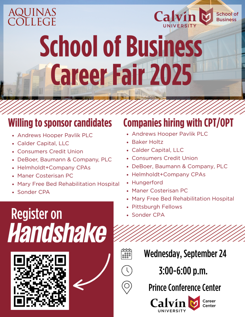 School of Business Career Fair – Career Center | Calvin University