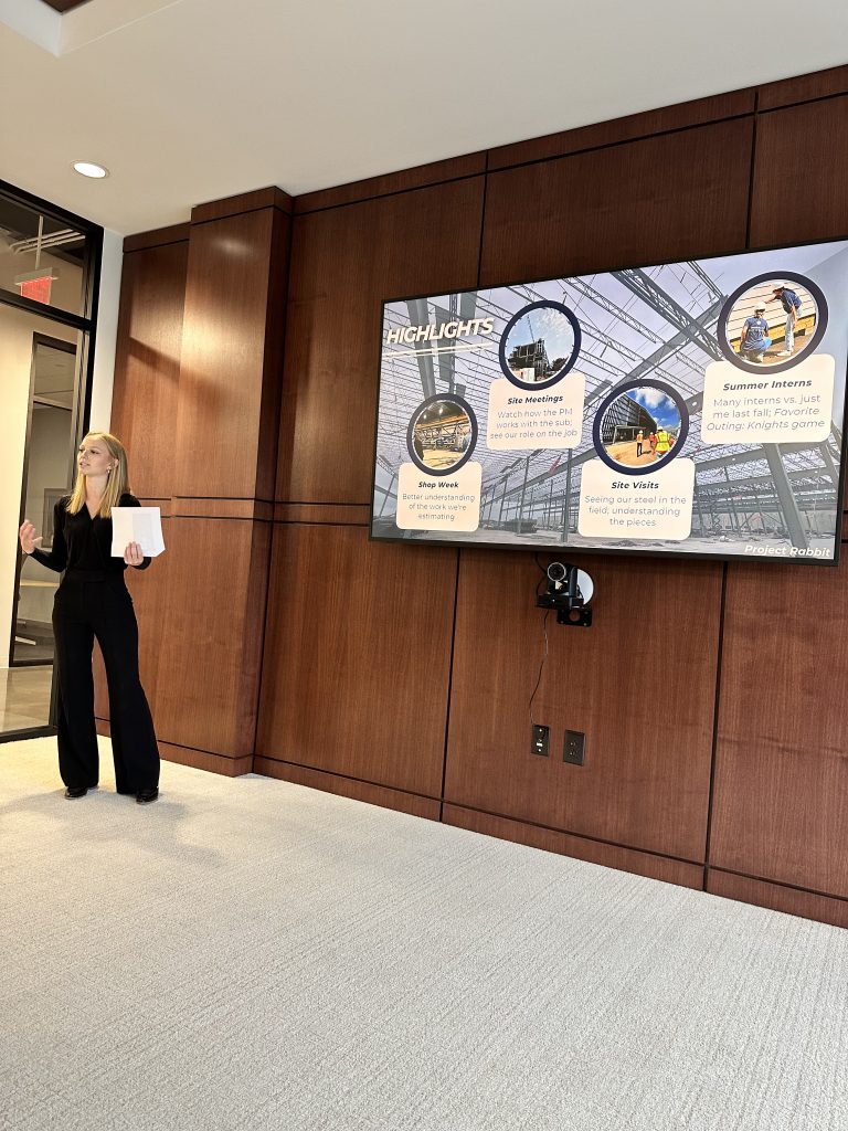 A co-op at Bosch Rexroth Charlotte gives a presentation