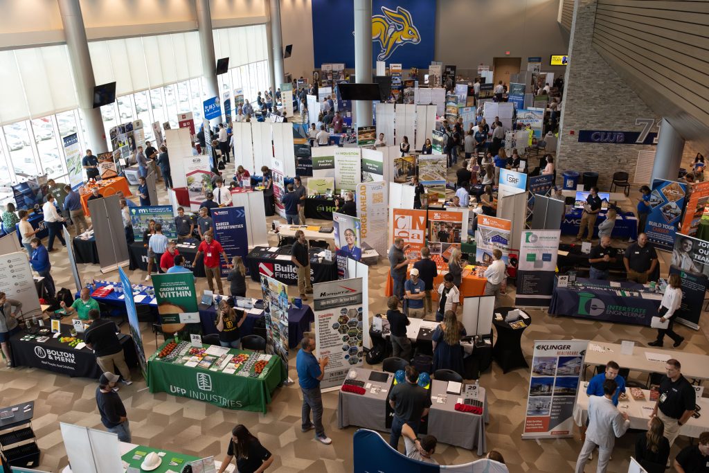 aerial view of career fair