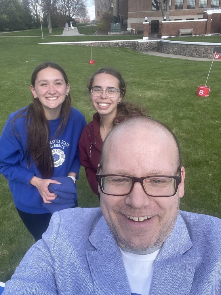 Kevin Fullerton and 2 LeadState students taking a selfie together