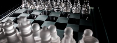 close up of a black and white chess board