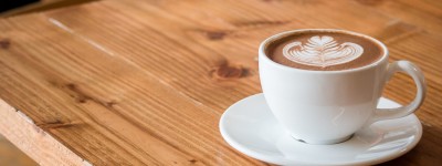 close up of latte on a table