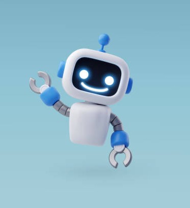 Robot smiling and waving 
