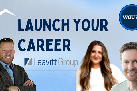 WGU Career Services employer spotlight thumbnail featuring Rylee Kruger, Eric, and Michael from The Leavitt Group sharing career insights and growth opportunities.