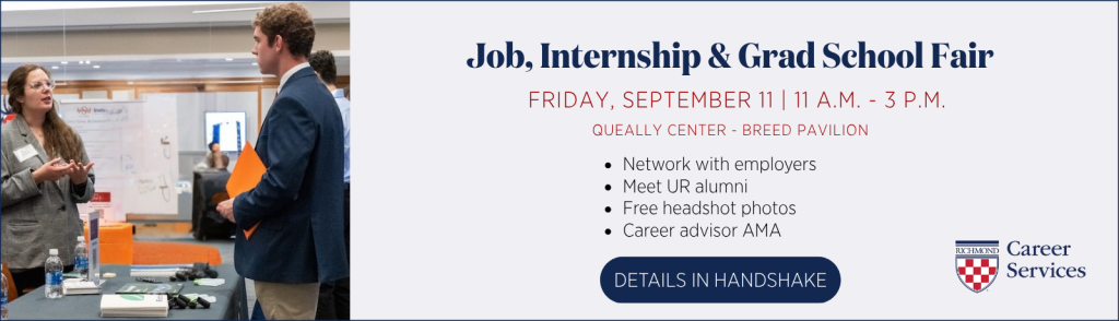 University of Richmond fall career fair 2026