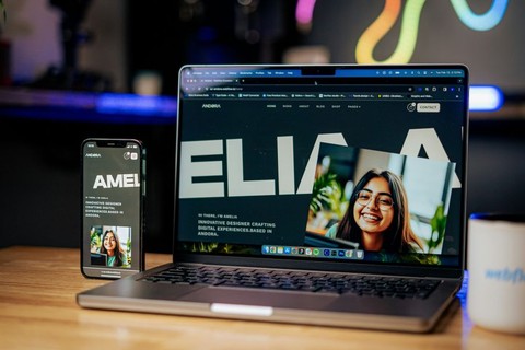 laptop with student portfolio