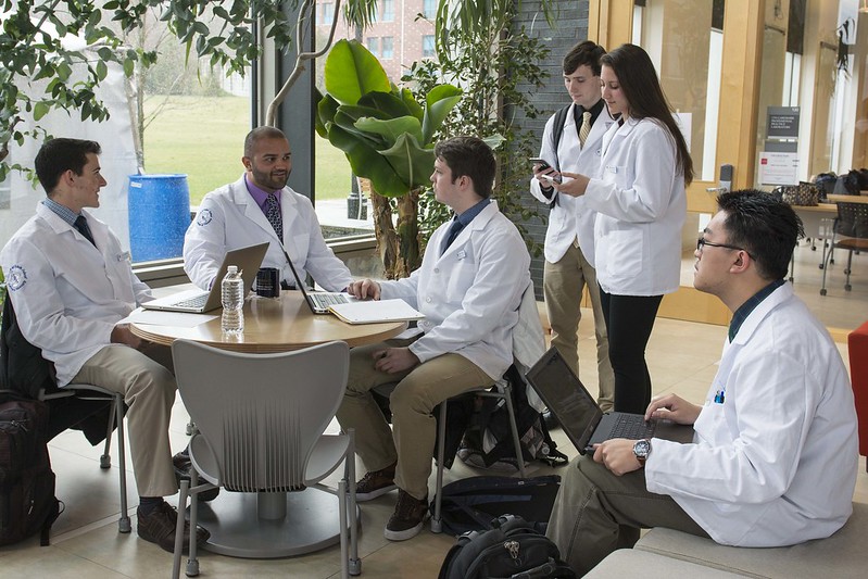 group of pharmacy students talking