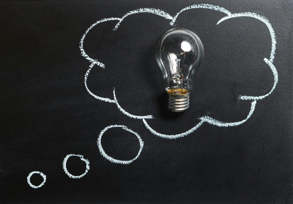 Lightbulb in a thought bubble