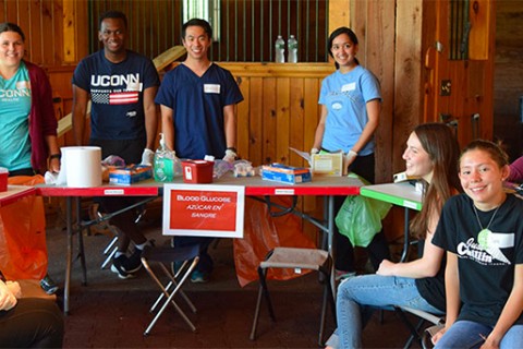 Volunteers at a UConn Health Migrant Farm Worker Clinic.