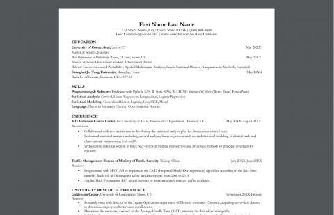 Résumé Examples UConn Center for Career Readiness and Life Skills Résumé Examples UConn Center for Career Readiness and Life Skills