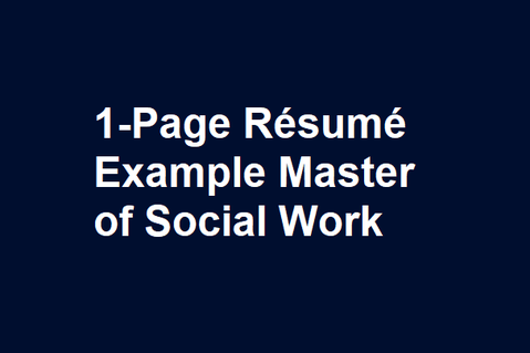 1-Page Résumé Example Master of Social Work