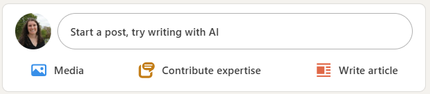 A snapshot of the "Start a Post" which you can find after navigating to "Home" on the menu bar.