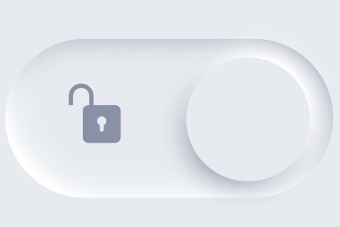 Image of a neumorphic slide to unlock button.