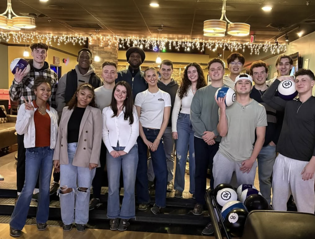 Eadaoin and a group of Hillside Ventures members at a bowling alley.