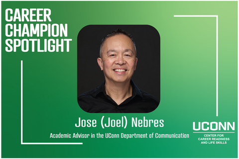 Career Champion Spotlight | Headshot of Jose (Joel) Nebres | Academic Advisor in the UConn Department of Communication | UConn Center for Career Readiness and Lifeskills