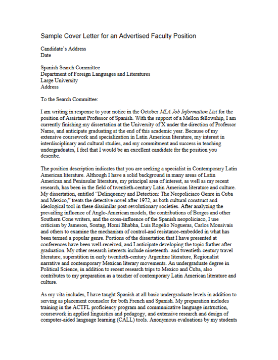 Cover letters for faculty job applications – Career Services