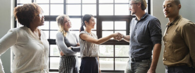 Picture of people networking and talking